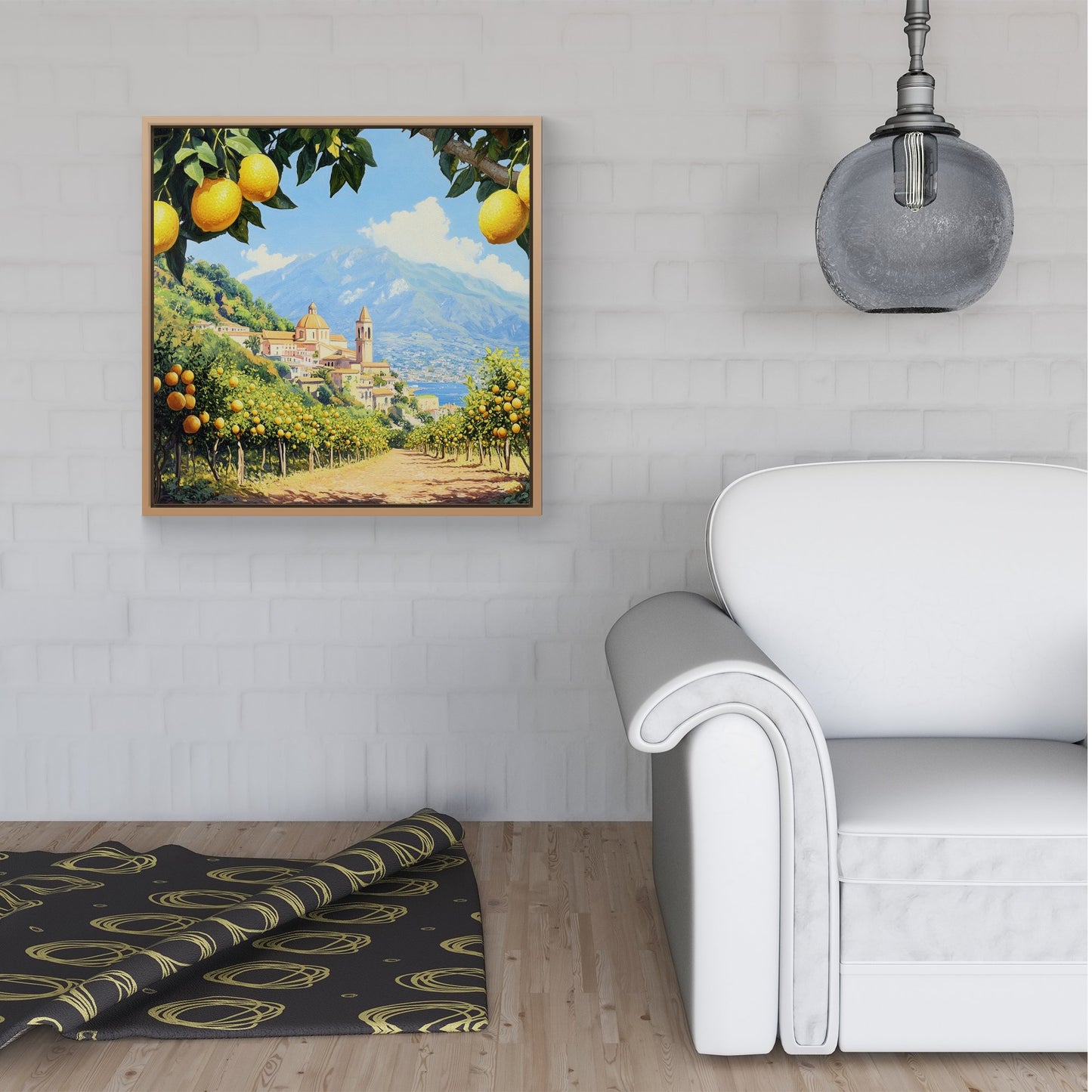 Walking Through Lemons In Sorrento Framed Canvas