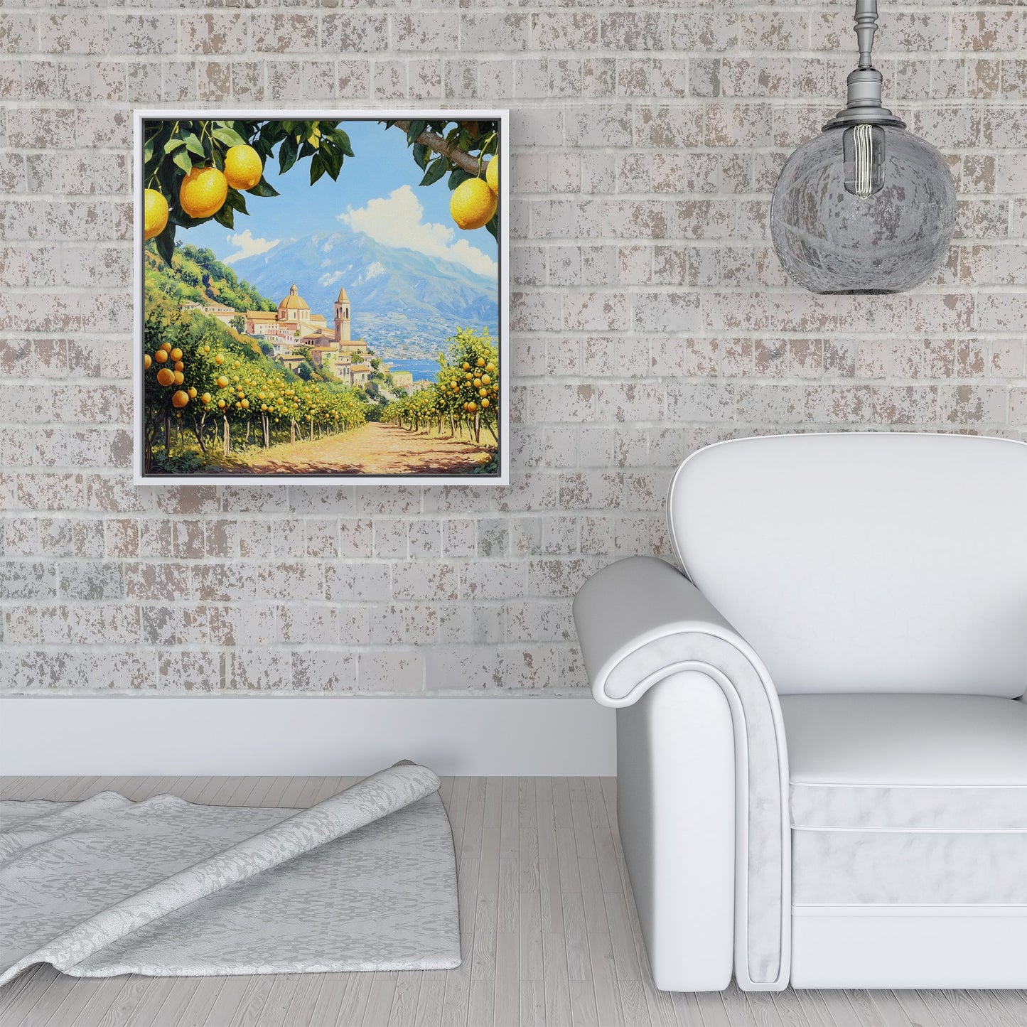 Walking Through Lemons In Sorrento Framed Canvas
