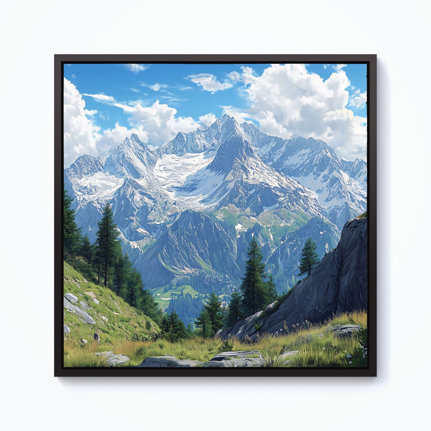 Scenic Swiss Alps Framed Canvas