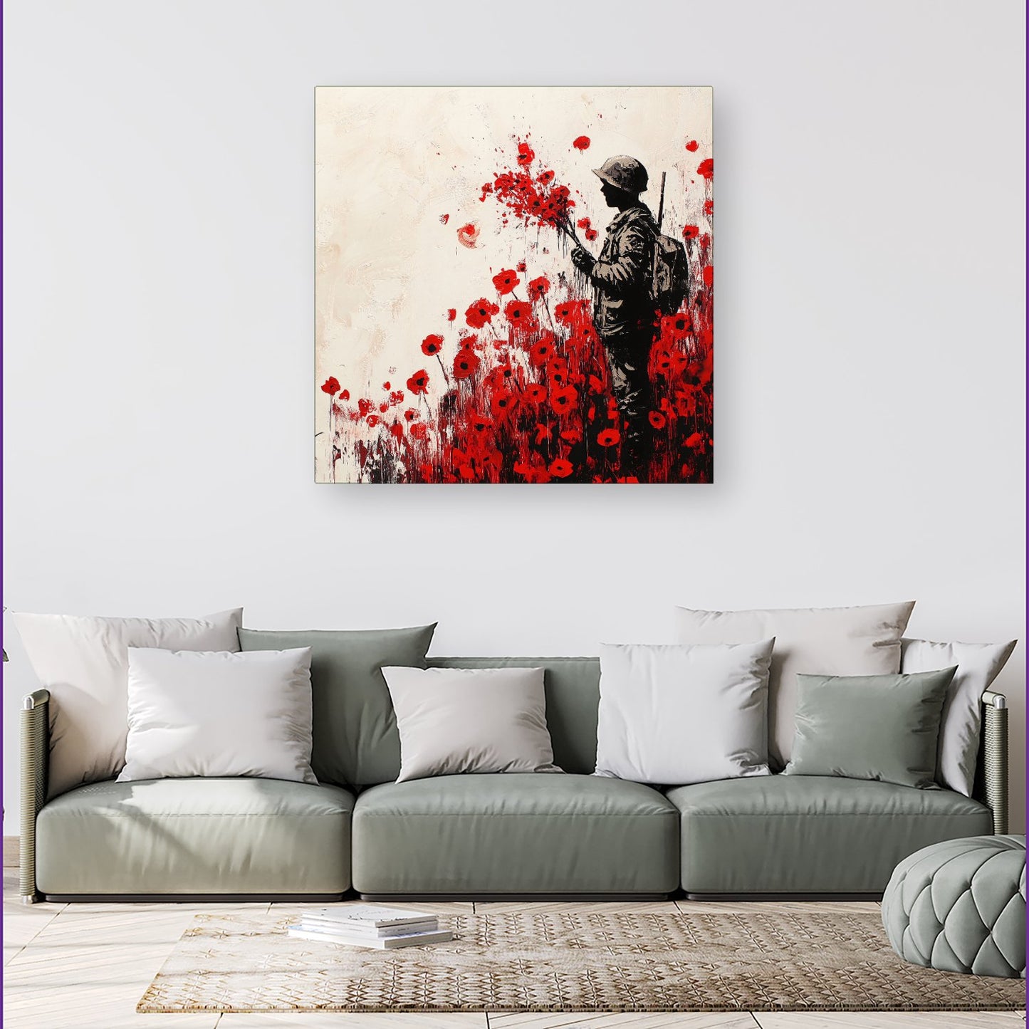 Banksy |Nspired Soldier And Poppies Canvas