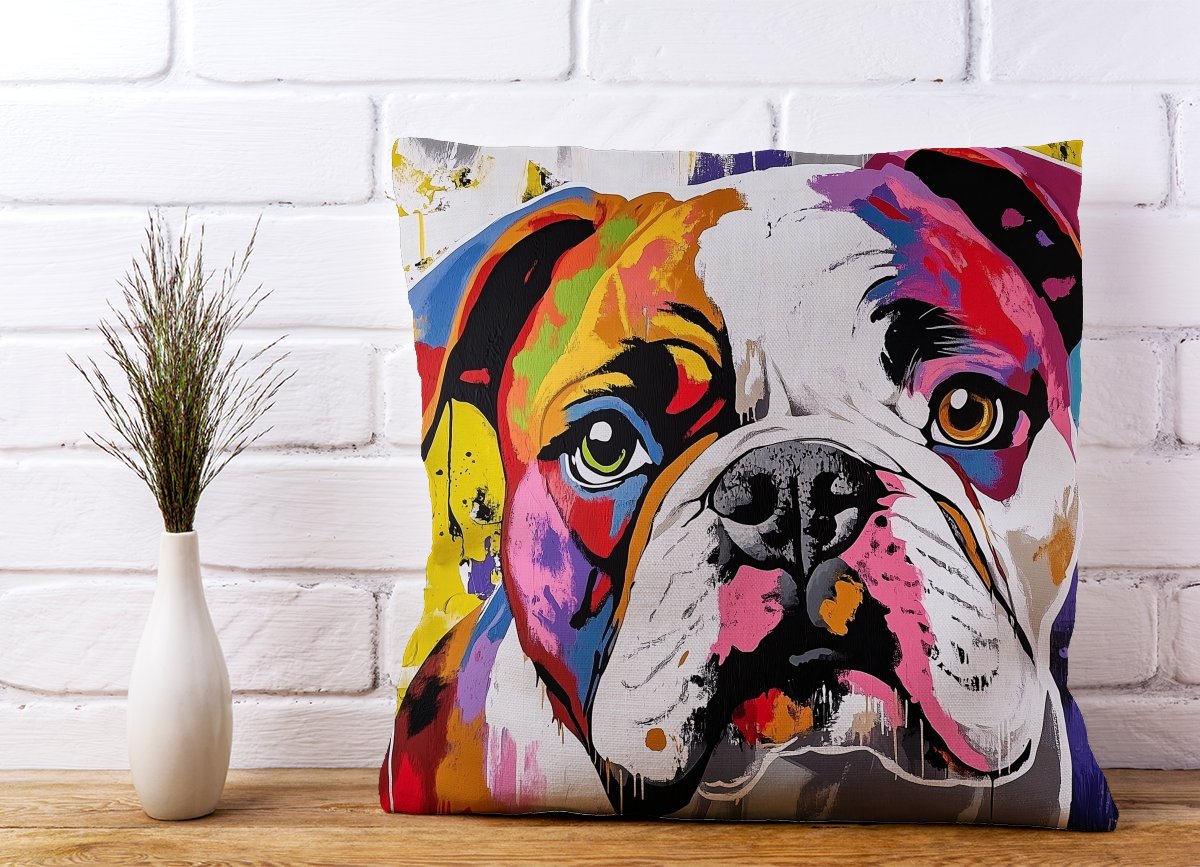Banksy Inspired Colourful Bulldog Cushions