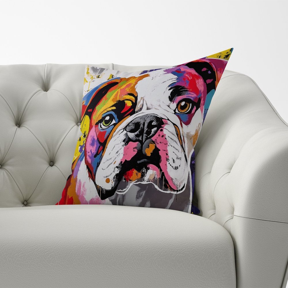 Banksy Inspired Colourful Bulldog Cushions