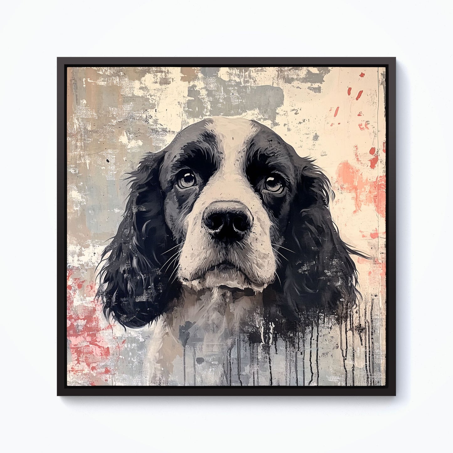 Banksy Inspired Cocker Spaniel Framed Canvas