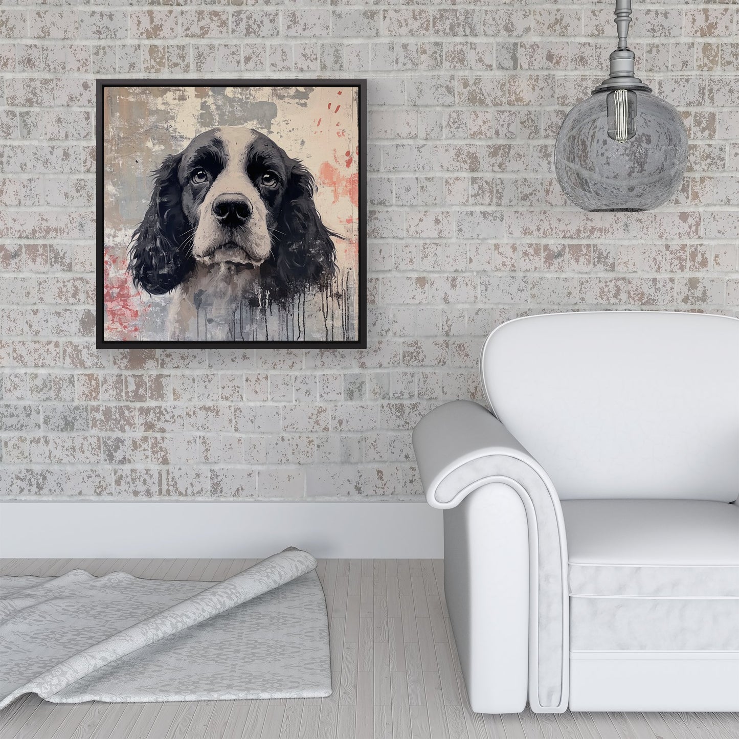 Banksy Inspired Cocker Spaniel Framed Canvas