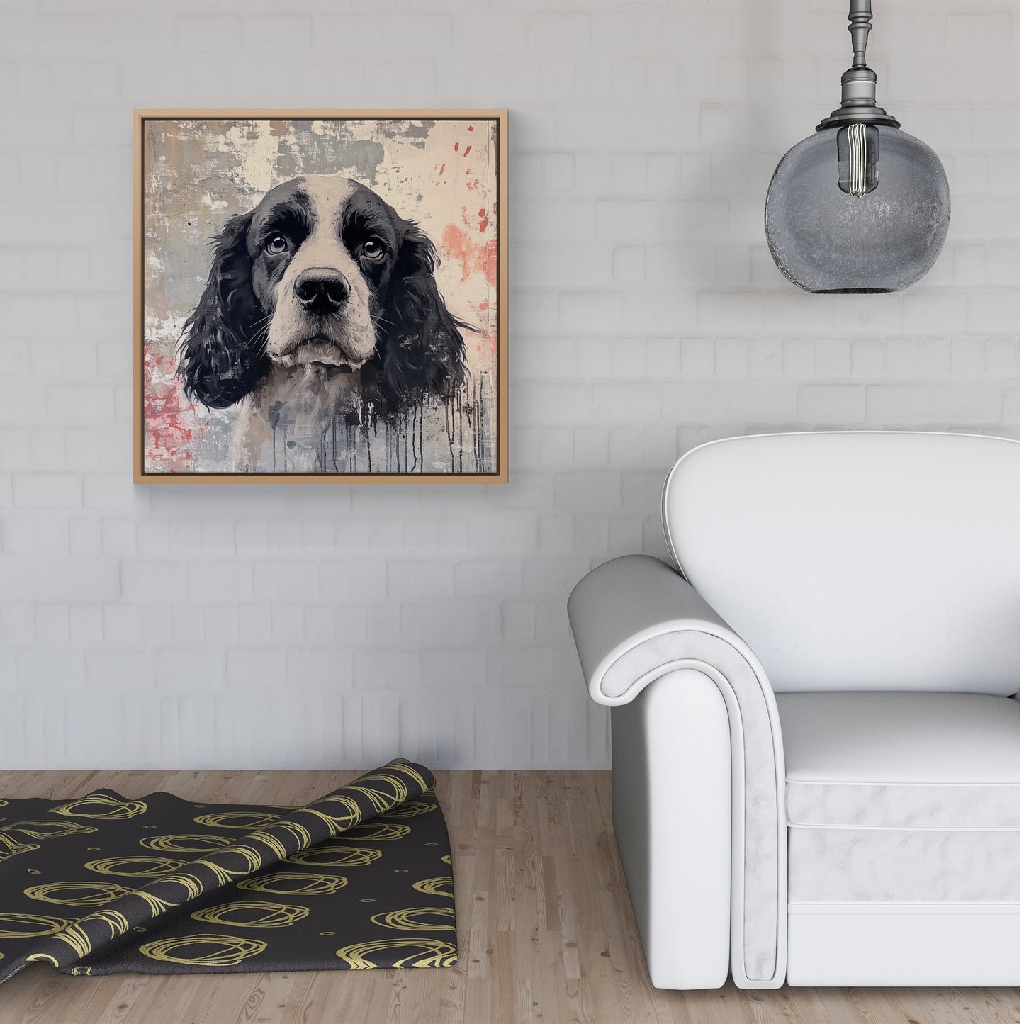 Banksy Inspired Cocker Spaniel Framed Canvas