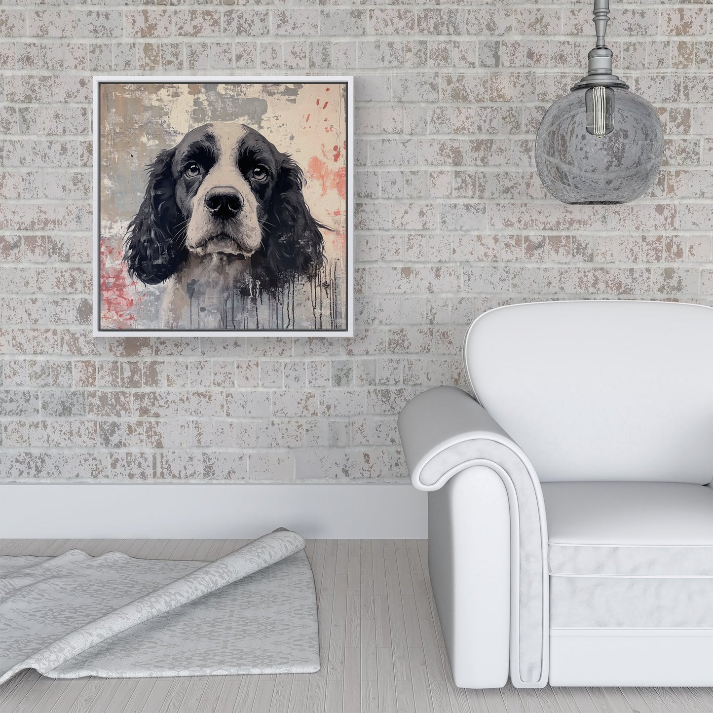 Banksy Inspired Cocker Spaniel Framed Canvas
