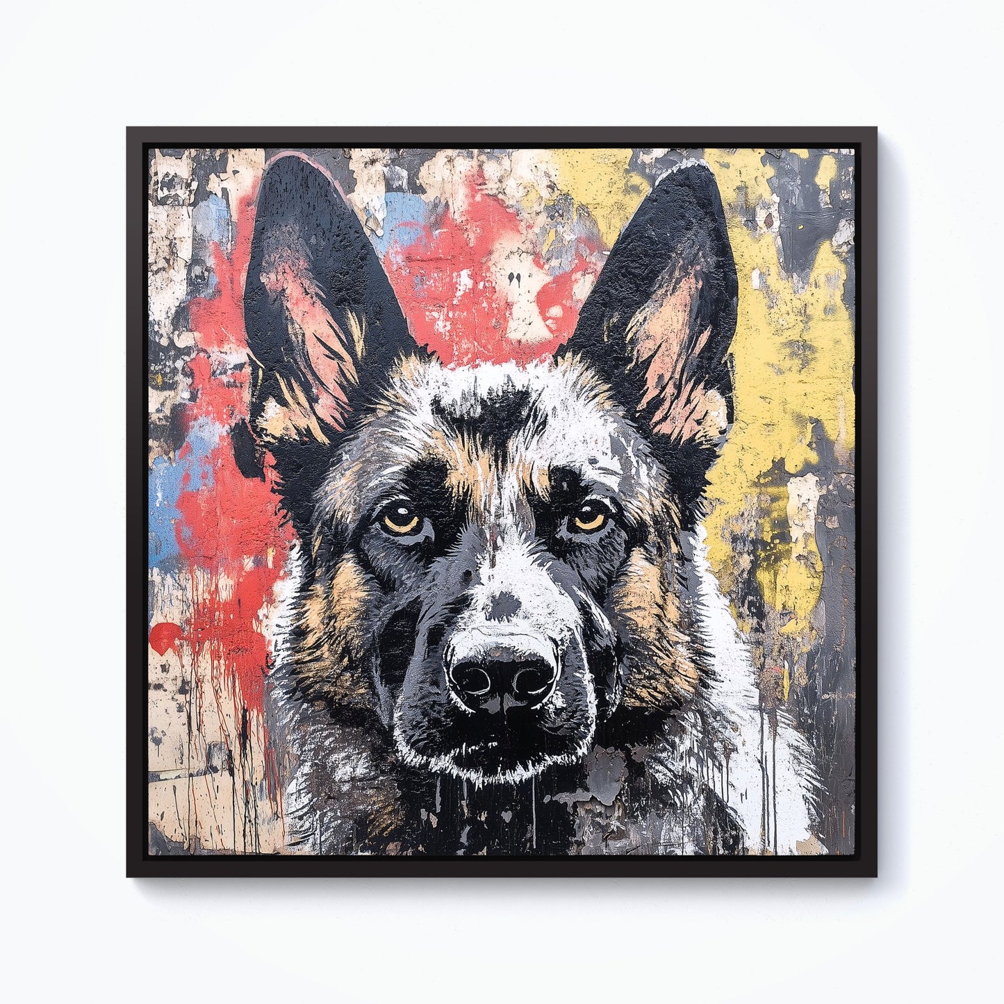 Banksy Inspired German Shepherd Framed Canvas