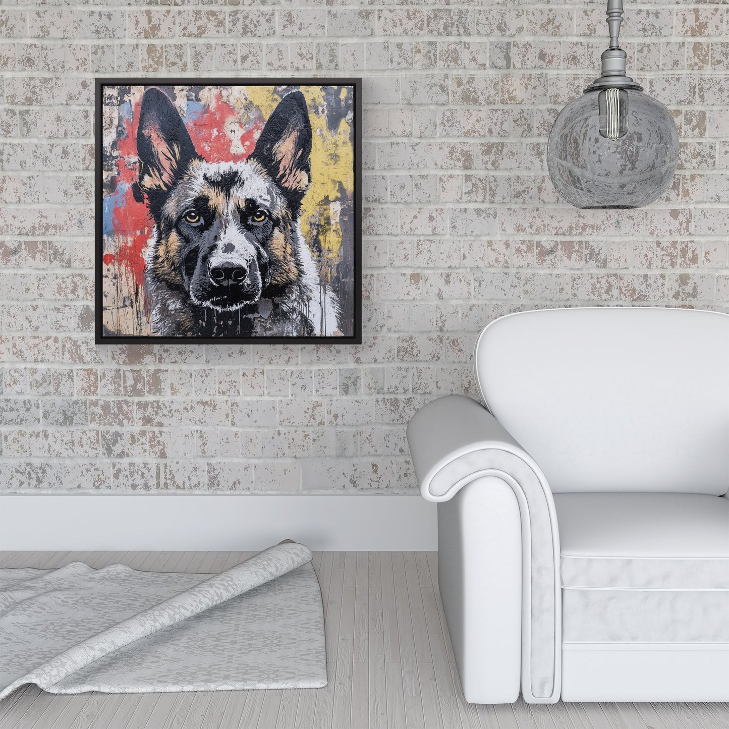 Banksy Inspired German Shepherd Framed Canvas