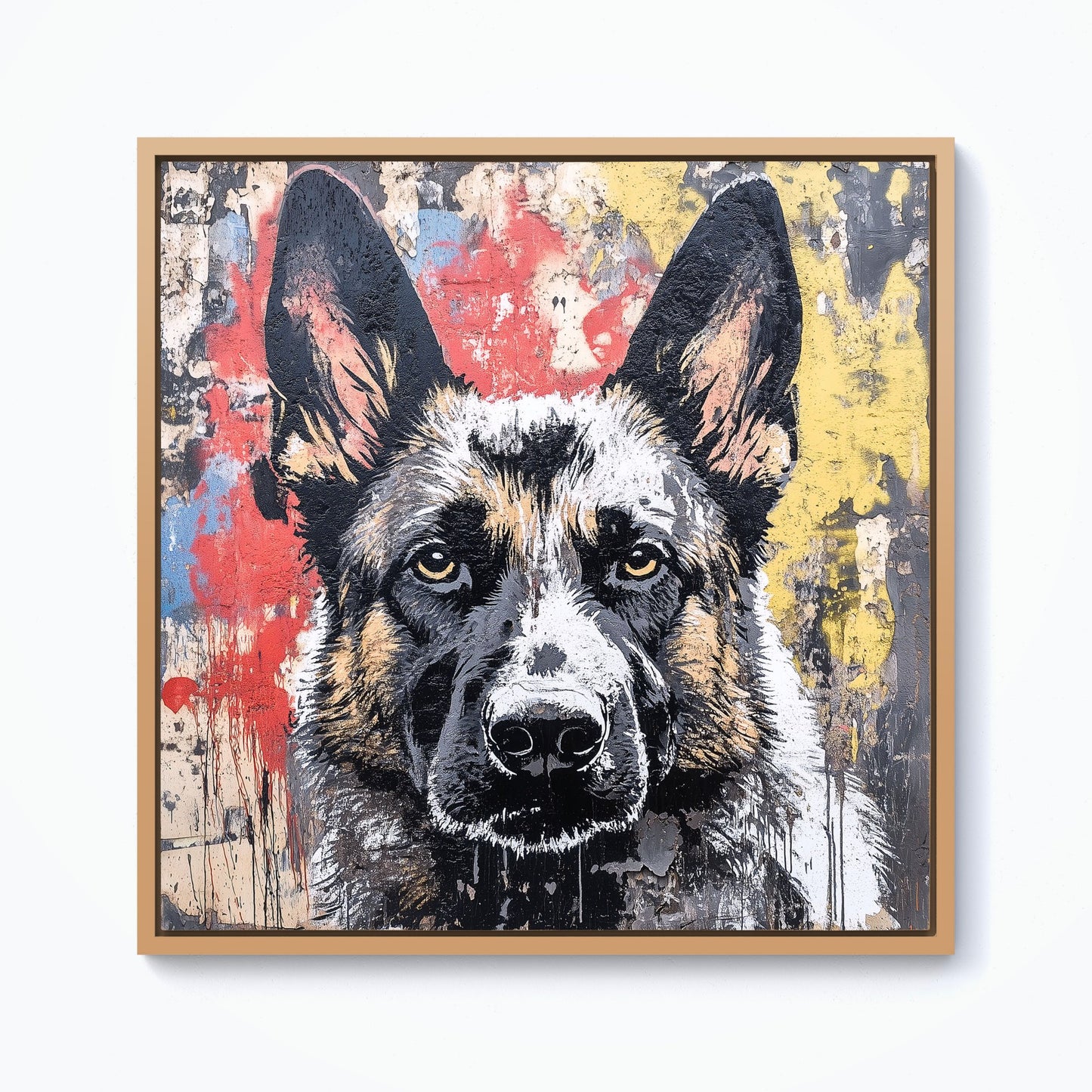 Banksy Inspired German Shepherd Framed Canvas