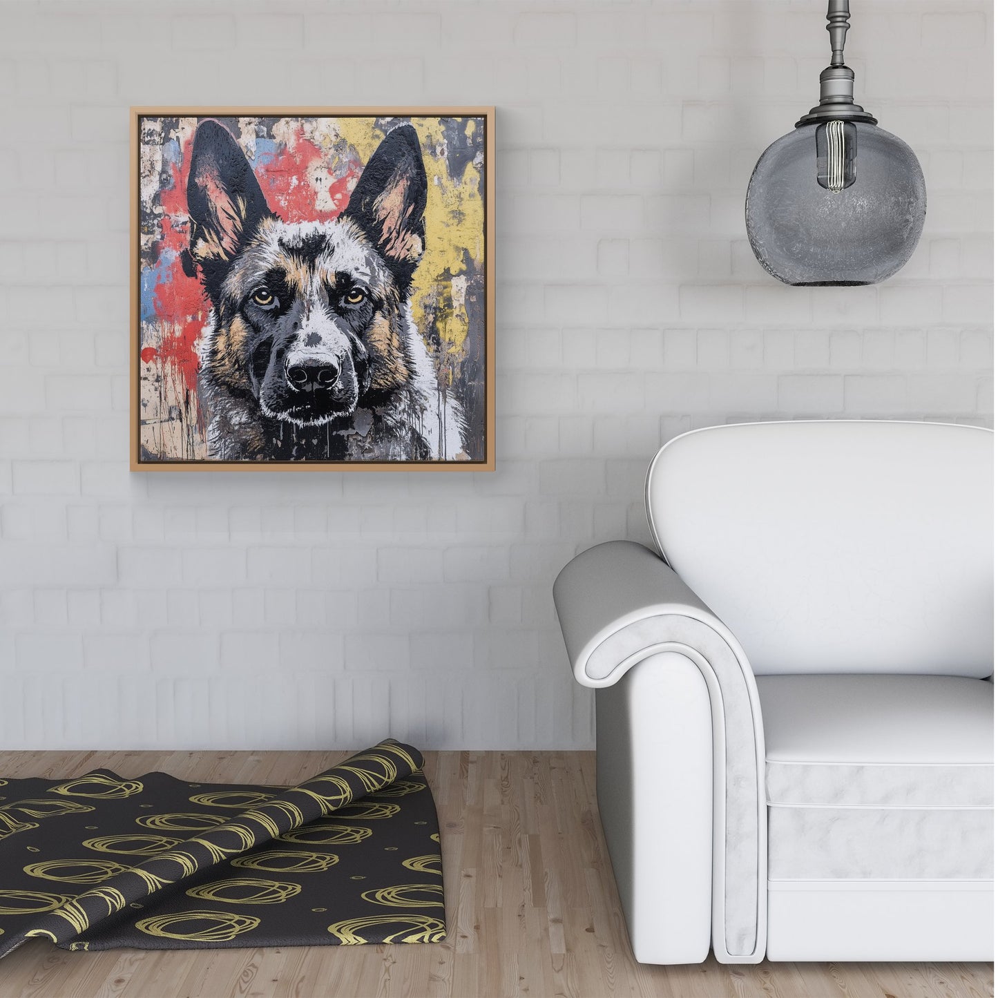 Banksy Inspired German Shepherd Framed Canvas