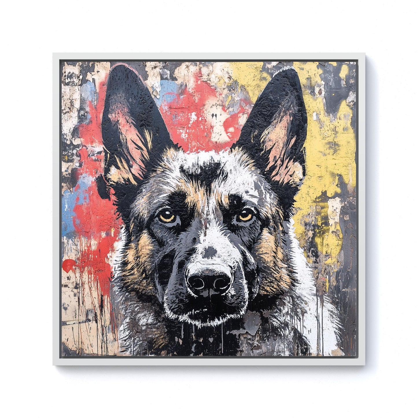 Banksy Inspired German Shepherd Framed Canvas
