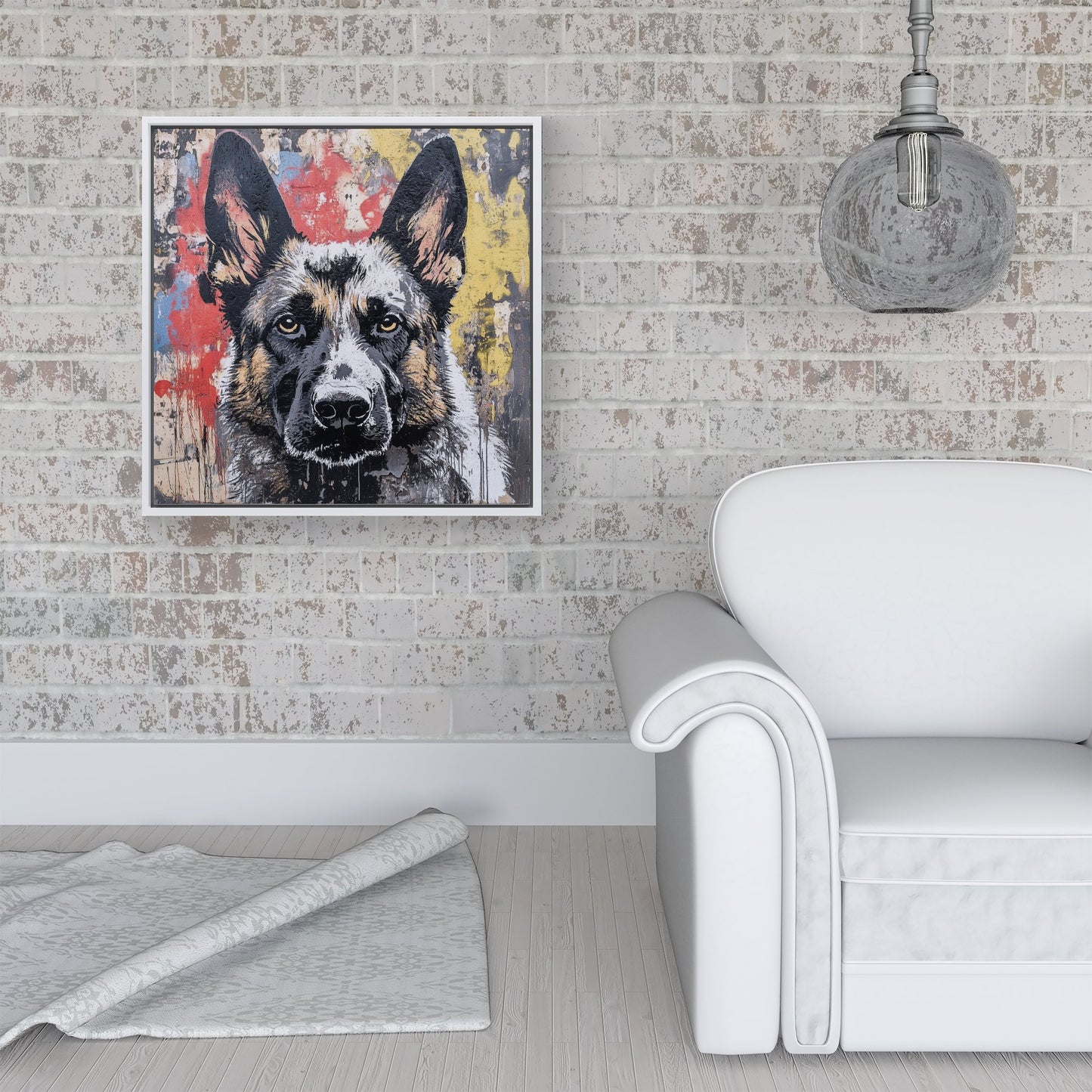 Banksy Inspired German Shepherd Framed Canvas