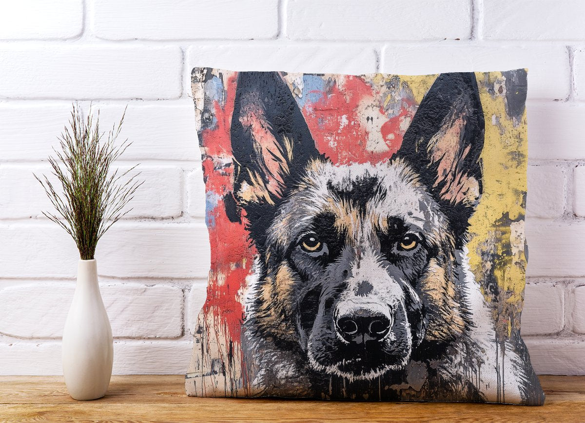 Banksy Inspired German Shepherd Cushions