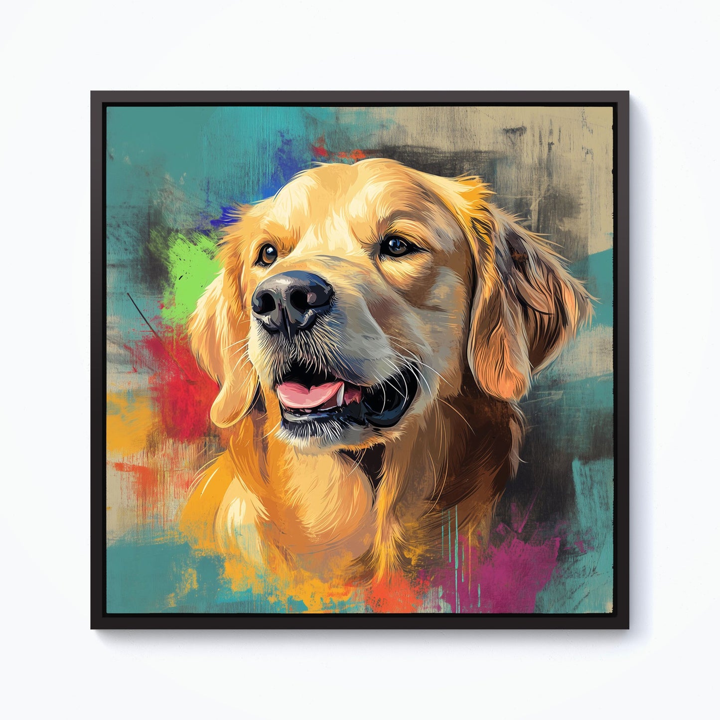 Banksy Inspired Golden Retriever Framed Canvas