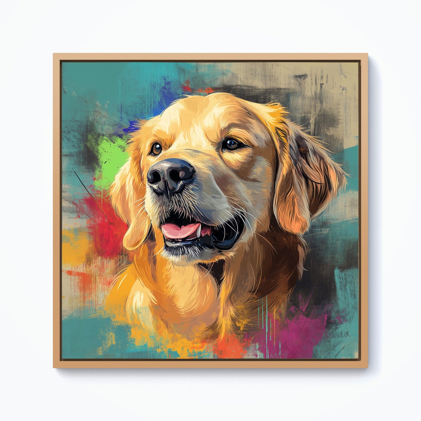 Banksy Inspired Golden Retriever Framed Canvas