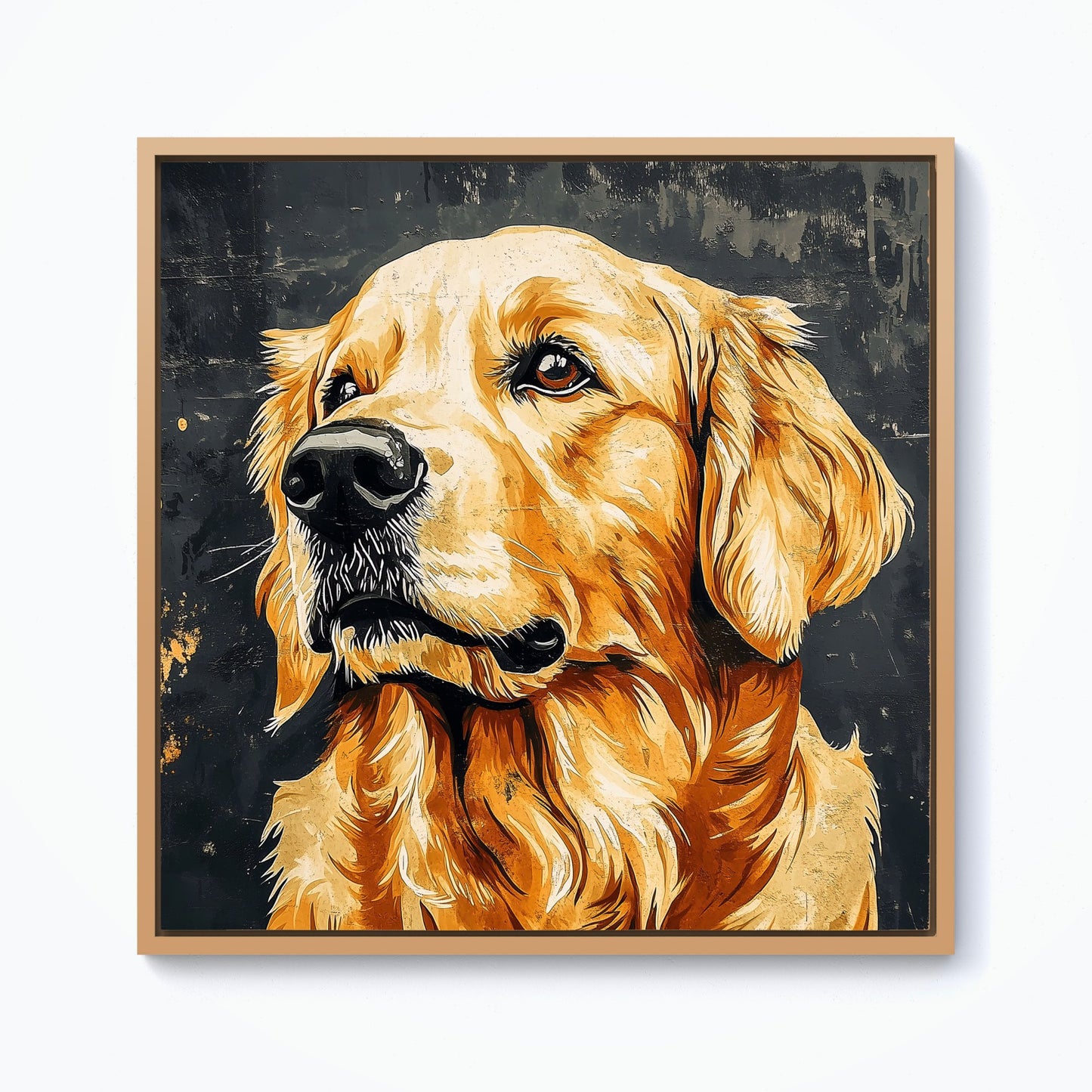 Banksy Inspired Thoughtful Golden Retriever Framed Canvas
