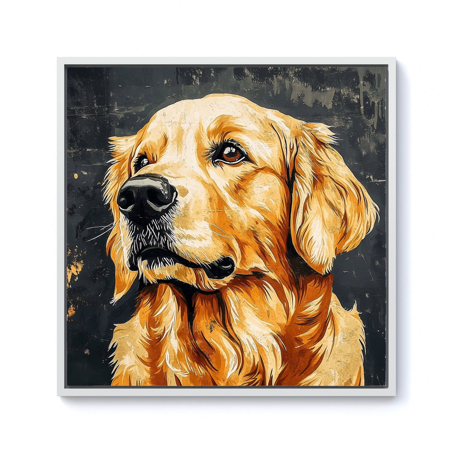 Banksy Inspired Thoughtful Golden Retriever Framed Canvas