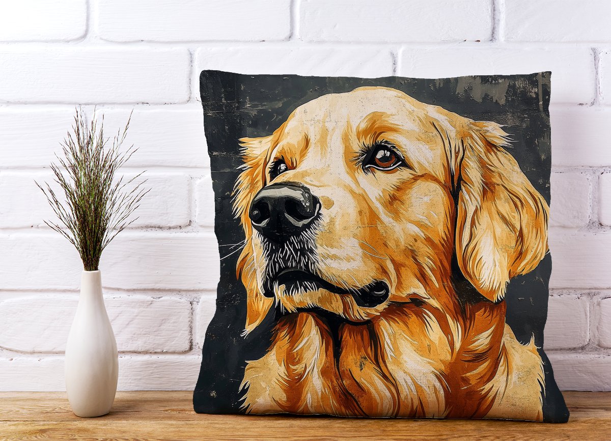 Banksy Inspired Thoughtful Golden Retriever Cushions