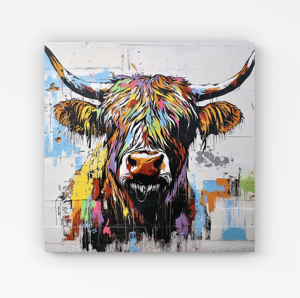 Banksy Inspired Highland Cow Canvas