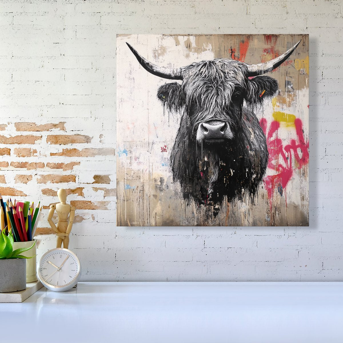 Urban Highland Cow Canvas