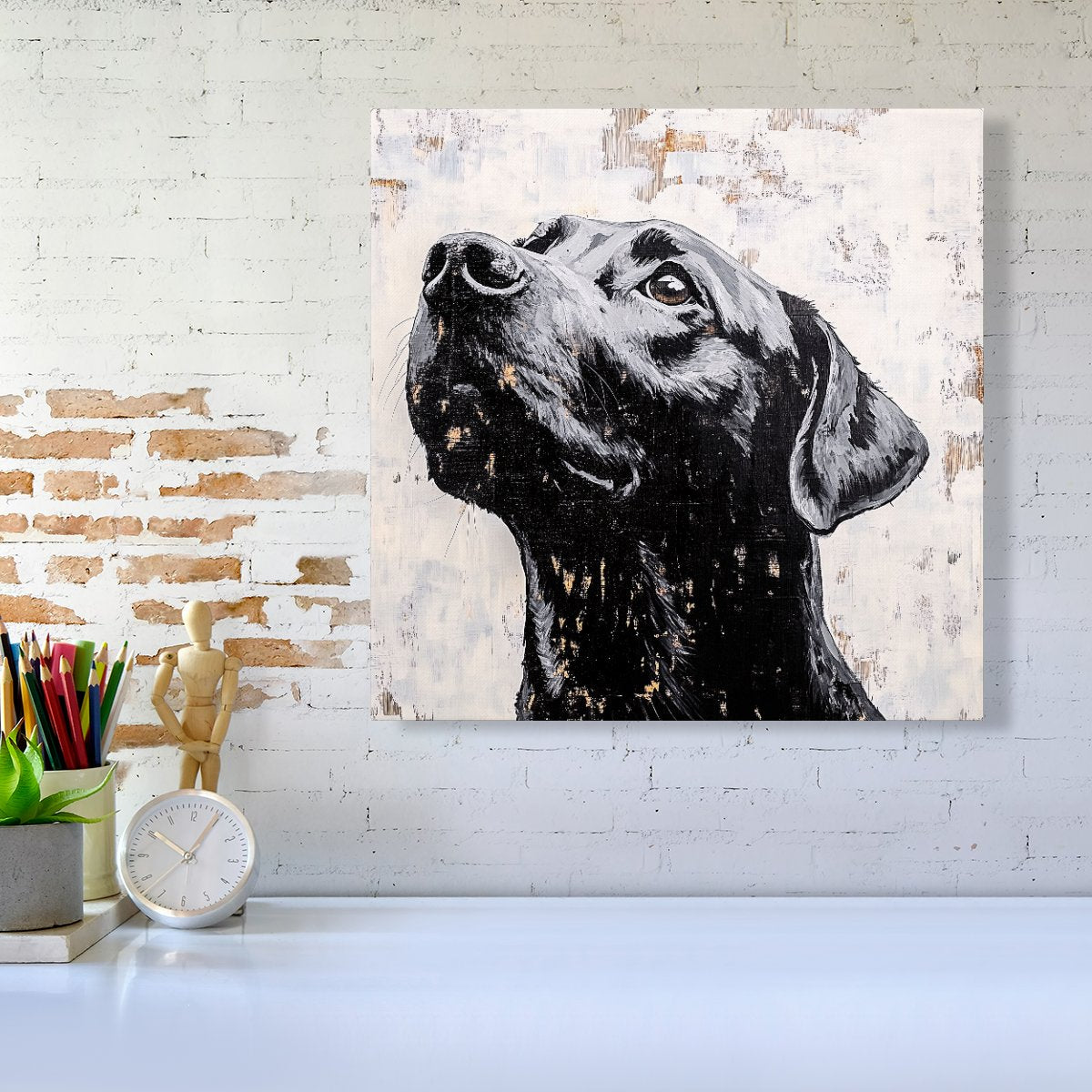 Banksy Inspired Thoughtful Black Labrador Canvas
