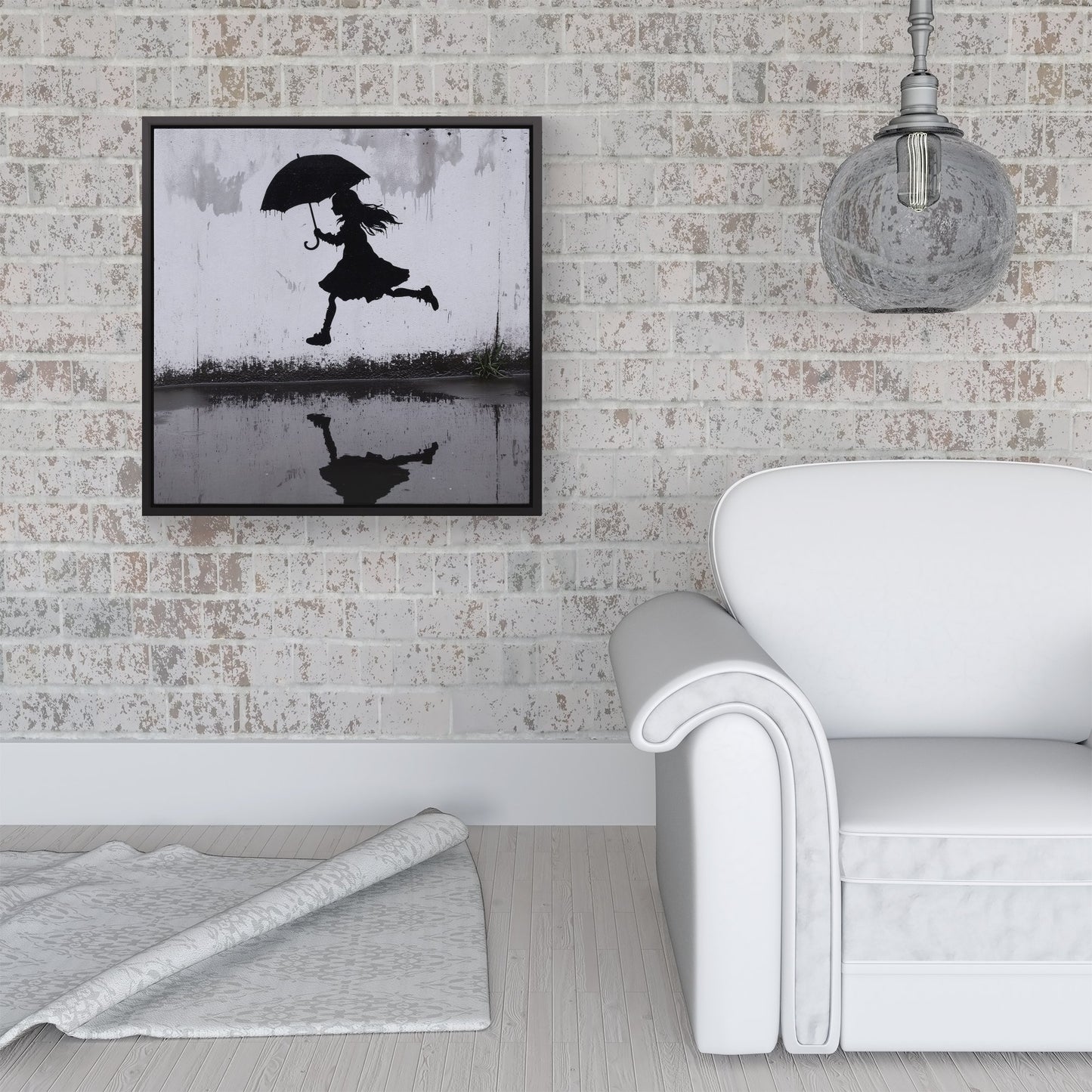Jumping Over Puddles Framed Canvas