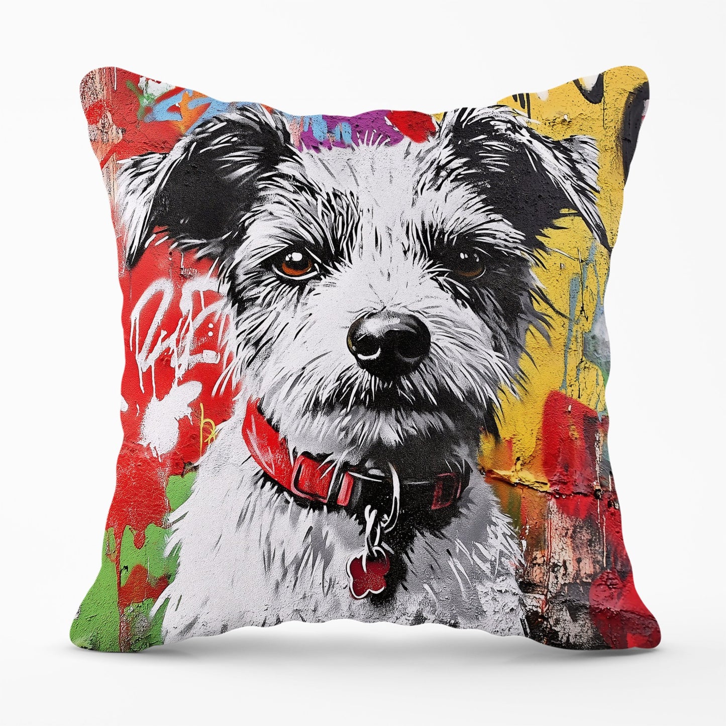 Colourful Terrier Banksy Inspired Cushions