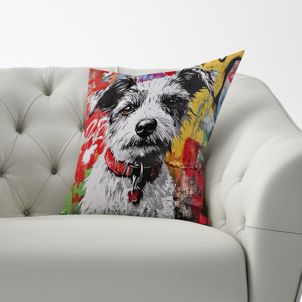 Colourful Terrier Banksy Inspired Cushions