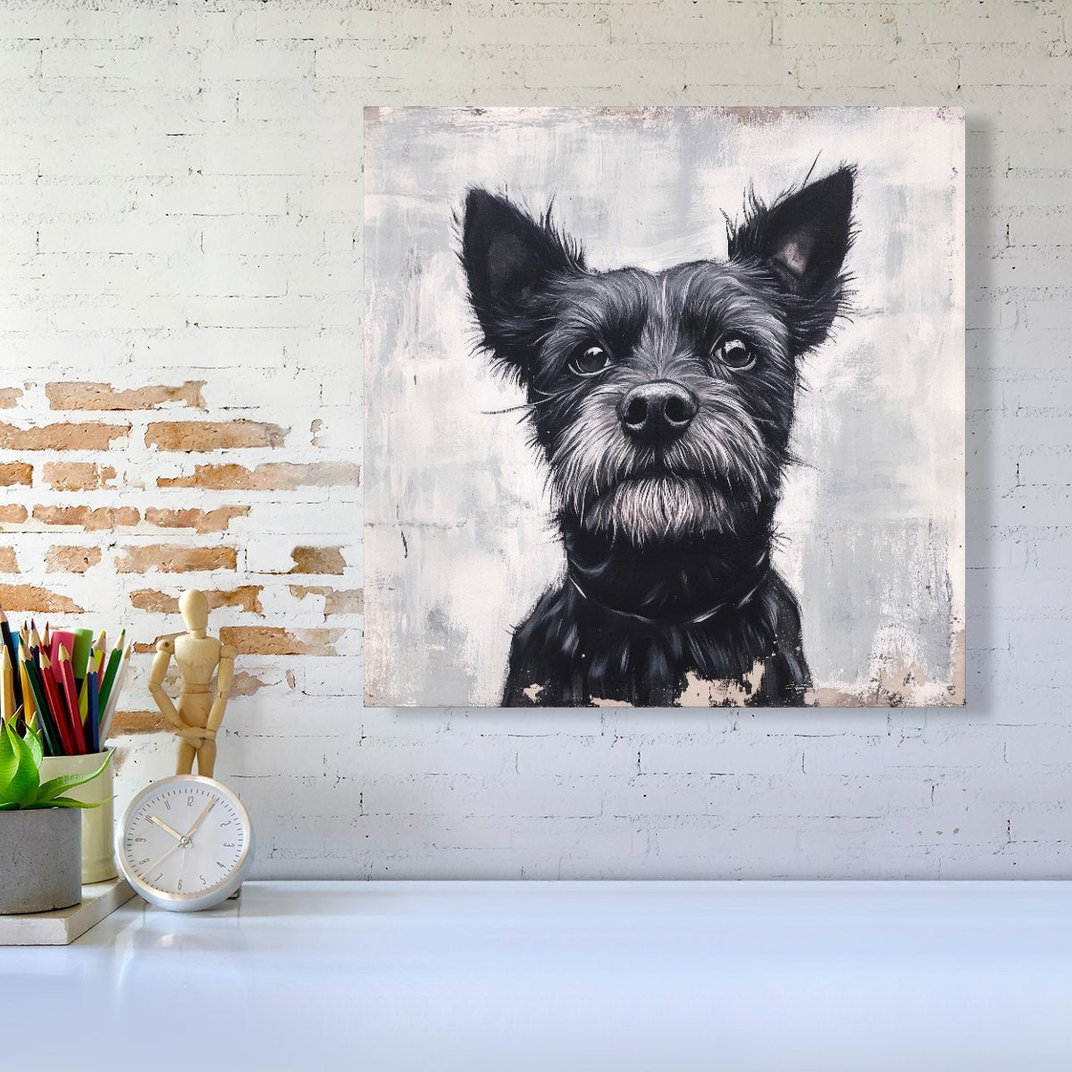 Banksy Inspired Little Terrier Dog Canvas