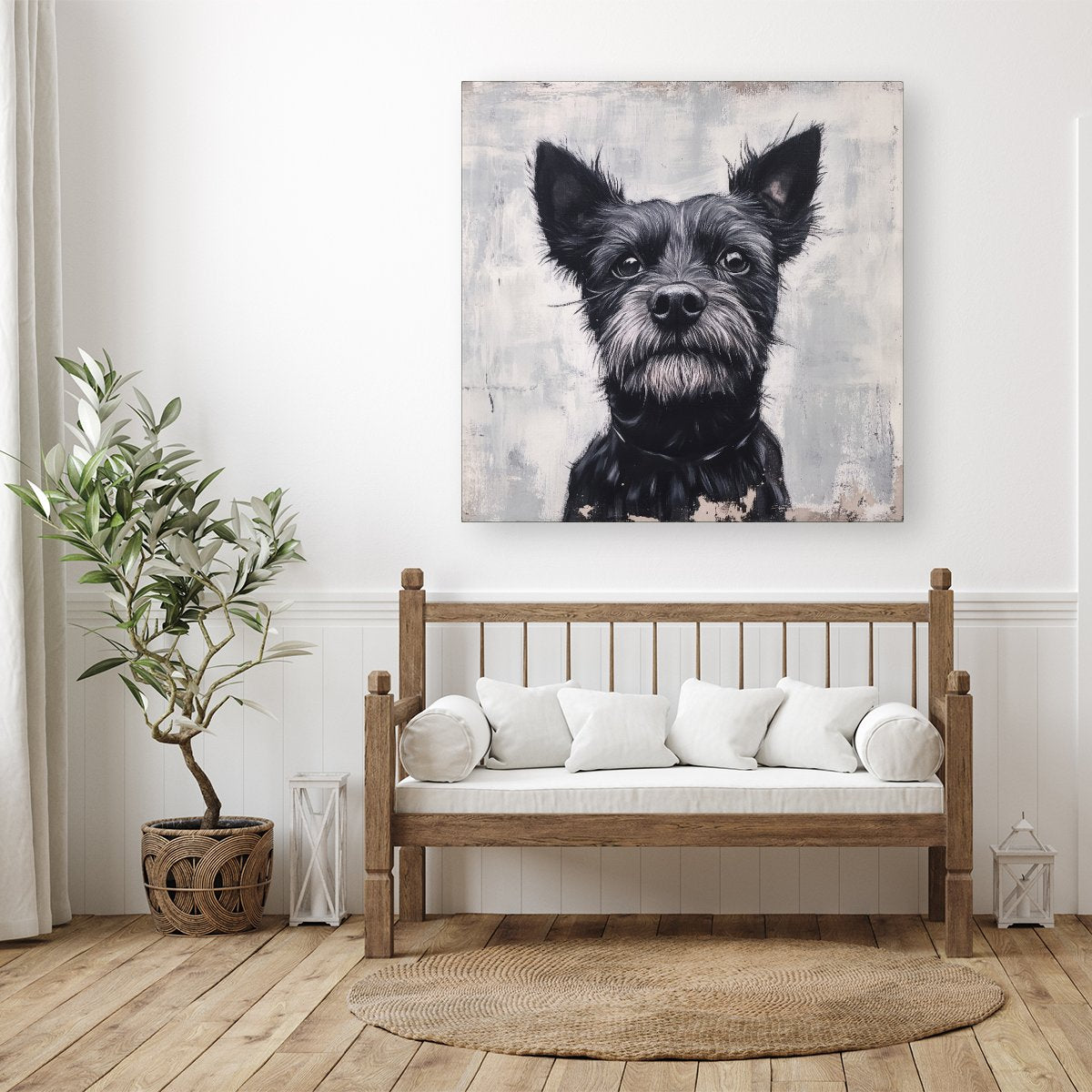 Banksy Inspired Little Terrier Dog Canvas
