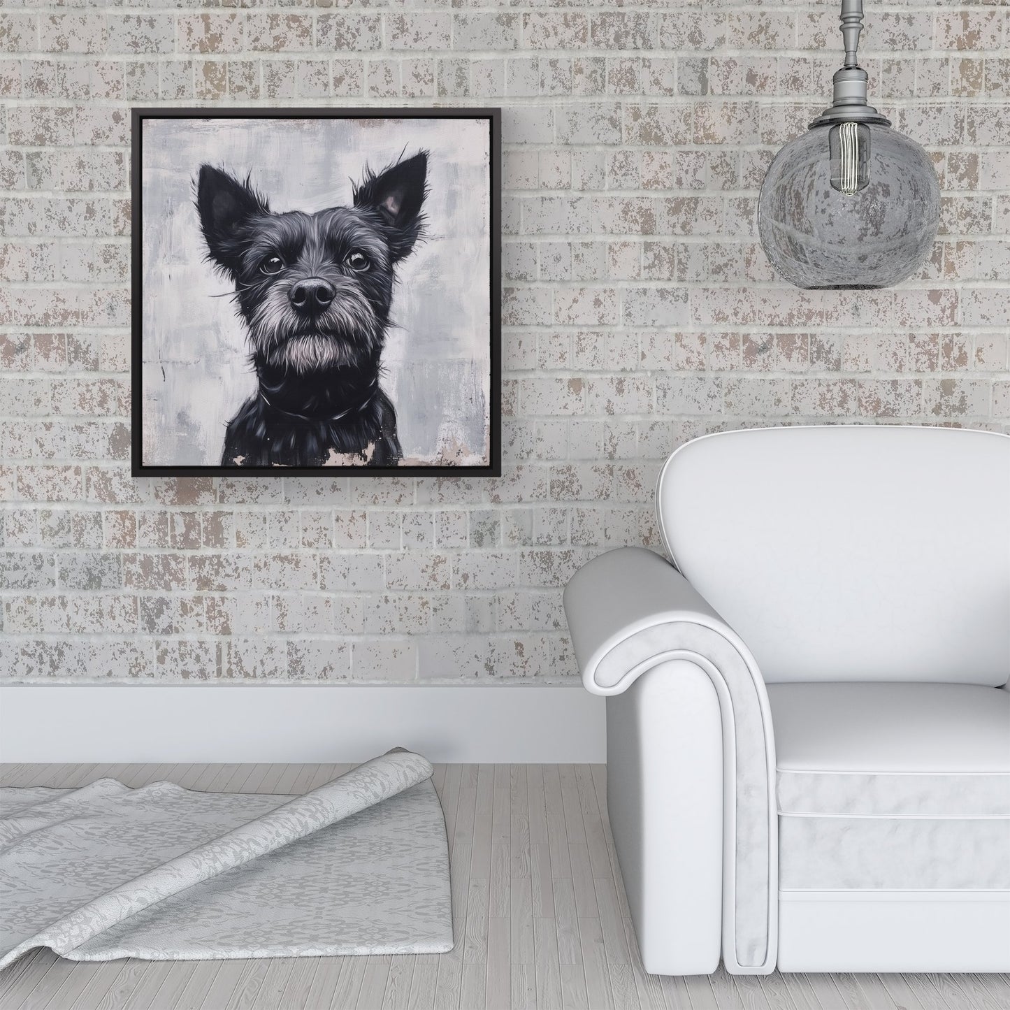 Banksy Inspired Little Terrier Dog Framed Canvas