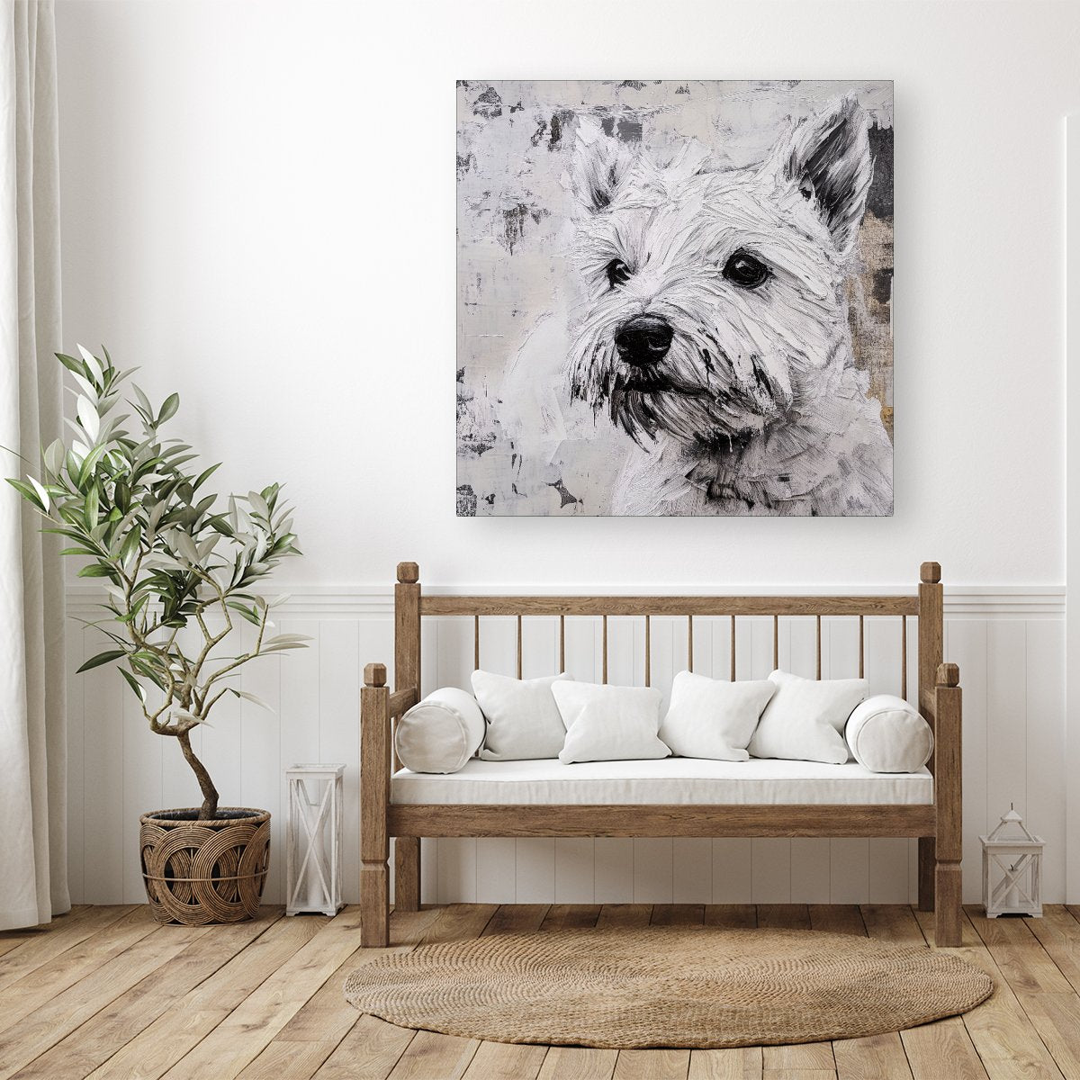 Banksy Inspired Thoughtful West Highland Terrier Canvas