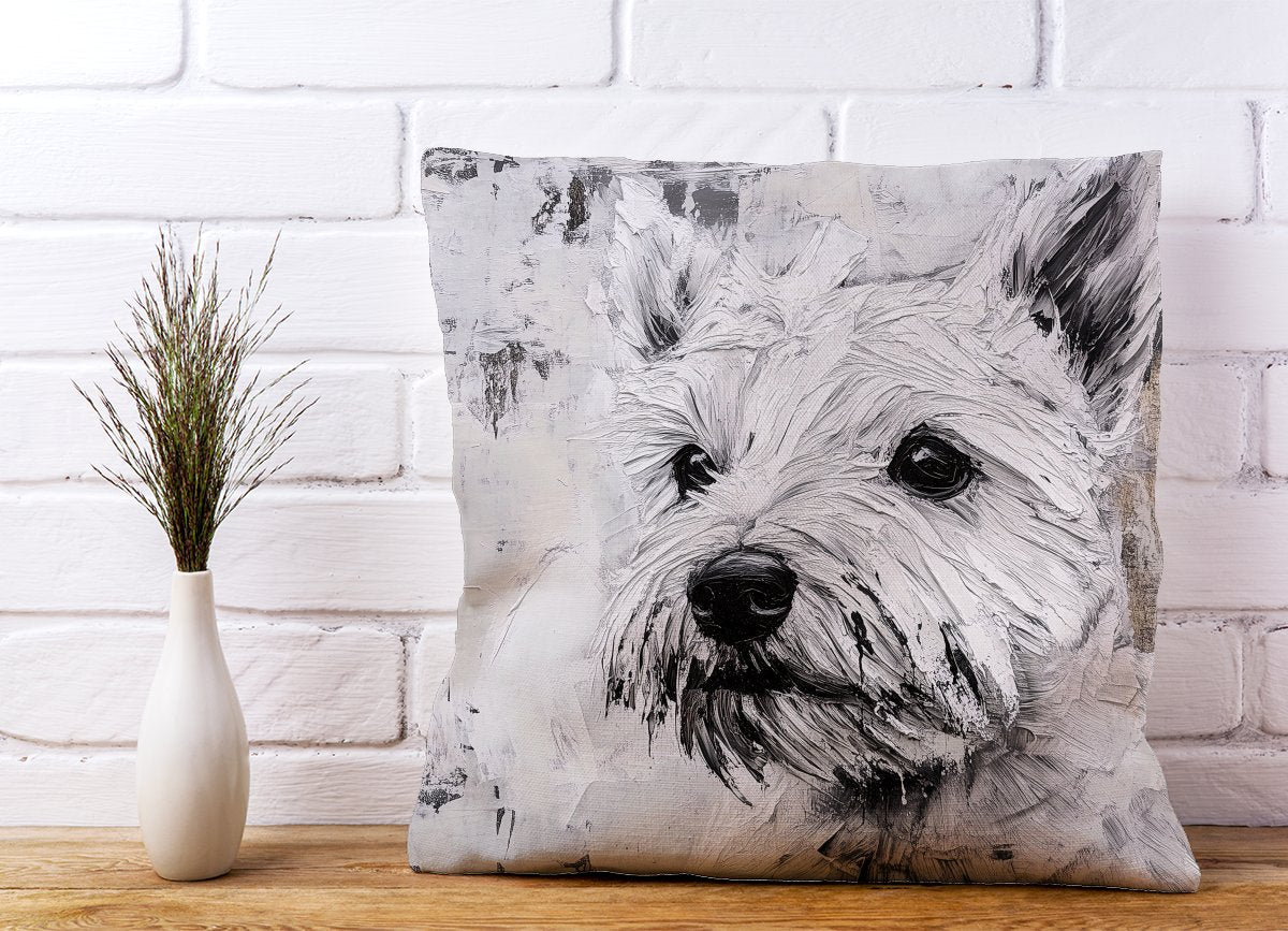 Banksy Inspired Thoughtful West Highland Terrier Cushions