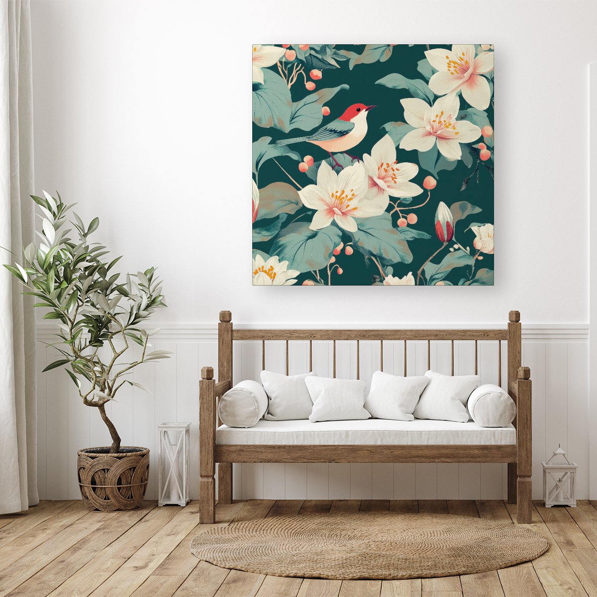 A Bird Amongst The Lillies Canvas