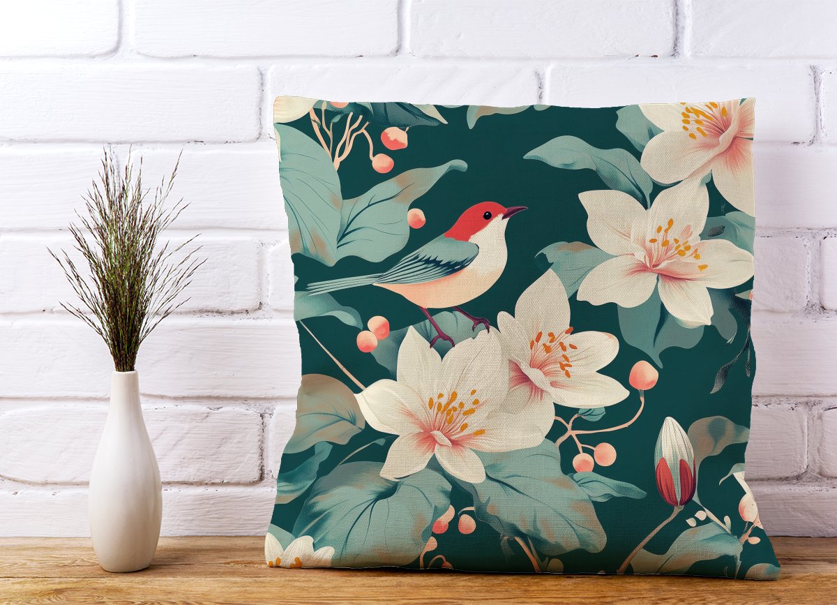 A Bird Amongst The Lillies Cushions