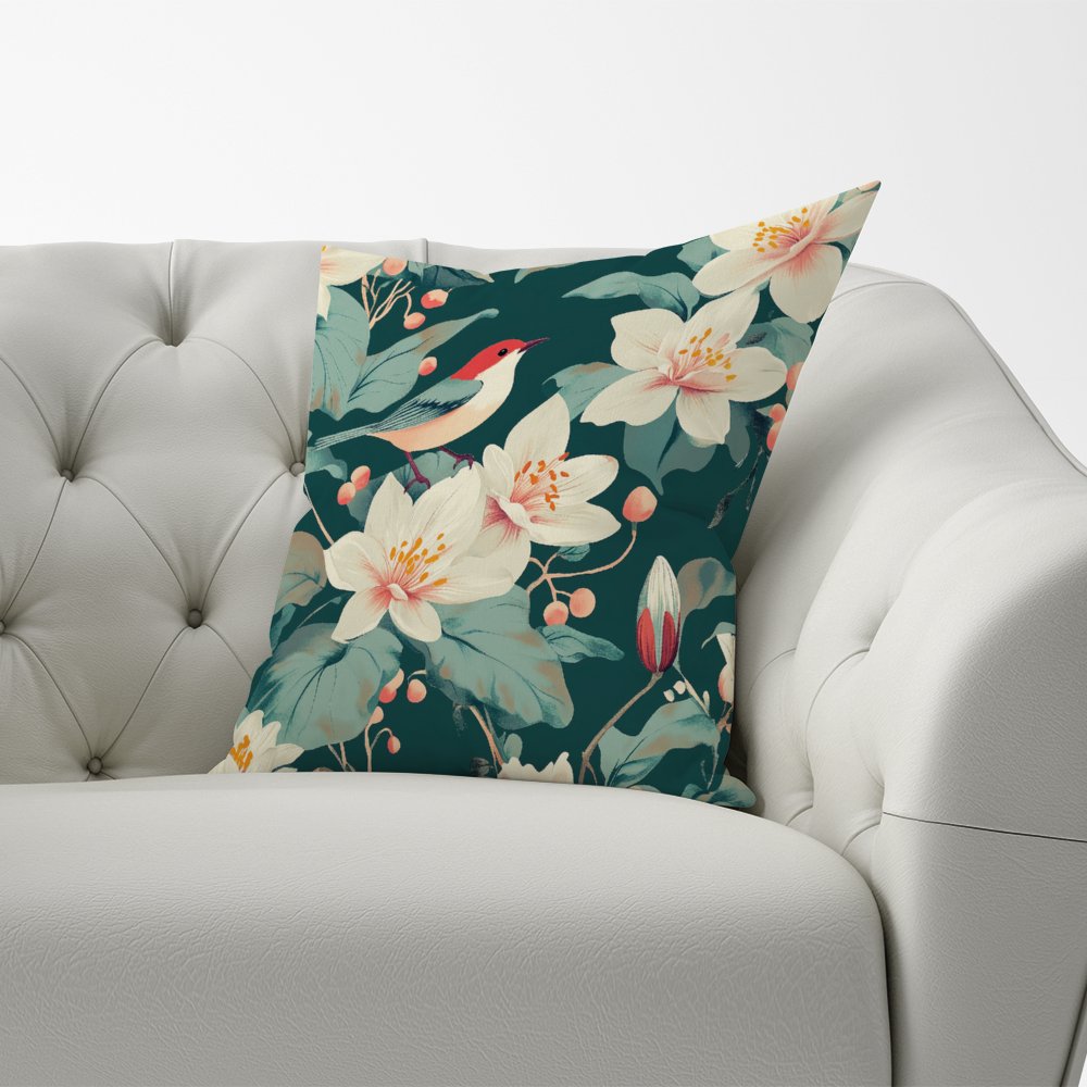 A Bird Amongst The Lillies Cushions