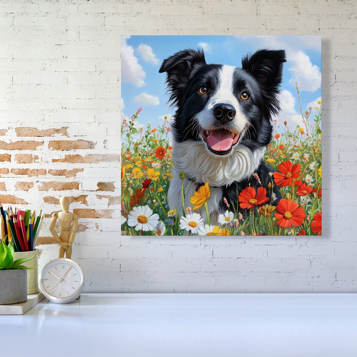 Border Collie Enjoying A Summer Meadow Canvas