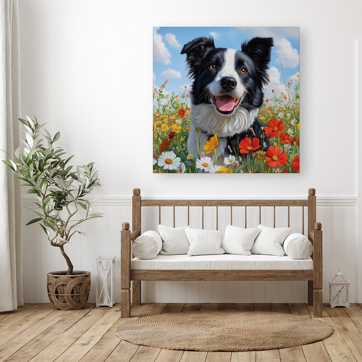 Border Collie Enjoying A Summer Meadow Canvas
