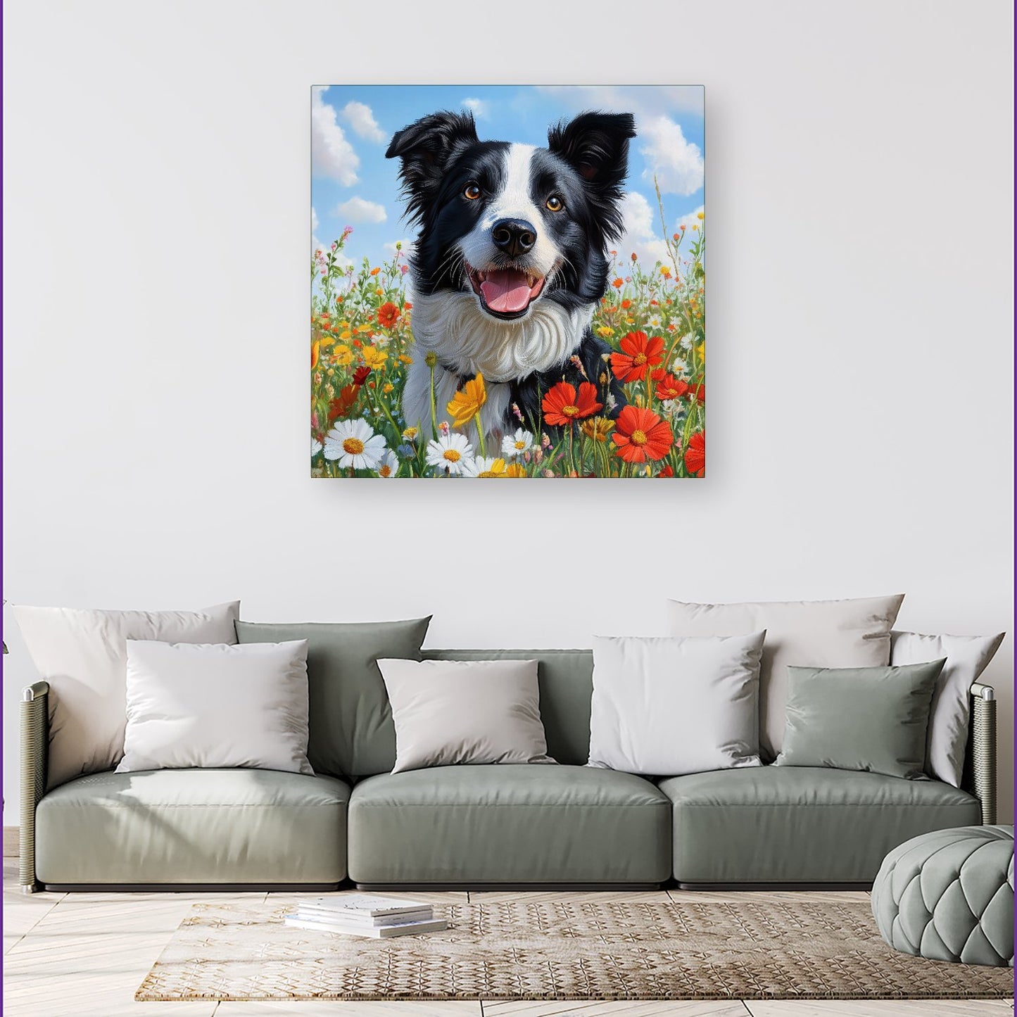 Border Collie Enjoying A Summer Meadow Canvas
