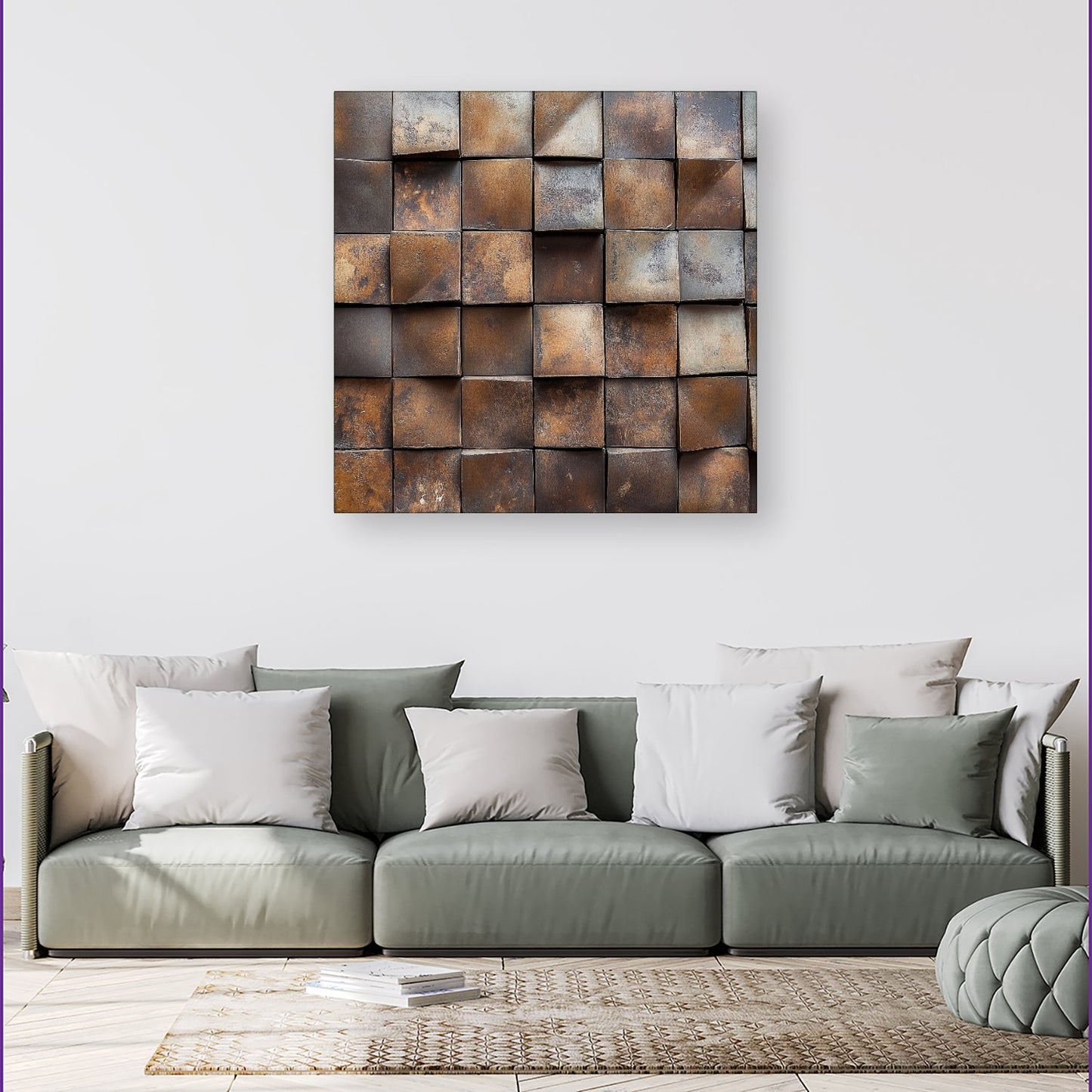 Brown Square Brick Design Canvas