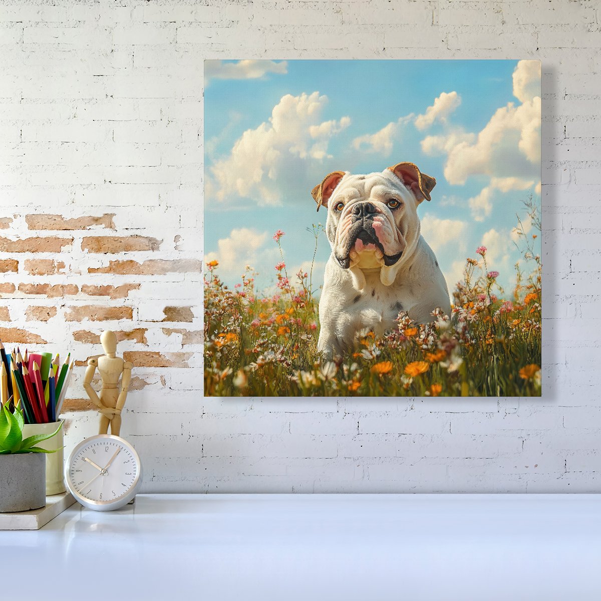 Bulldog Enjoying A Summer Meadow Canvas
