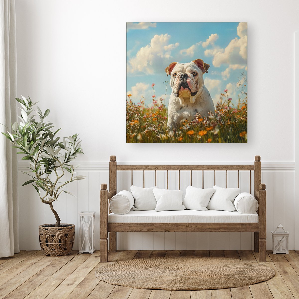 Bulldog Enjoying A Summer Meadow Canvas