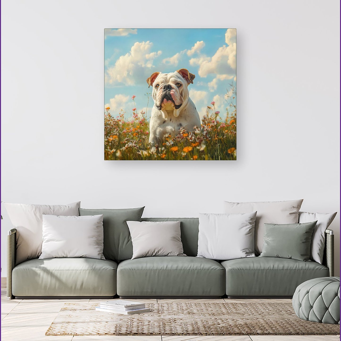 Bulldog Enjoying A Summer Meadow Canvas