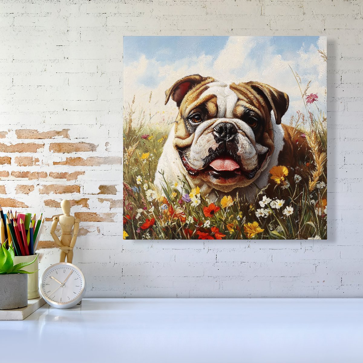 Bulldog In The Summer Meadow Canvas