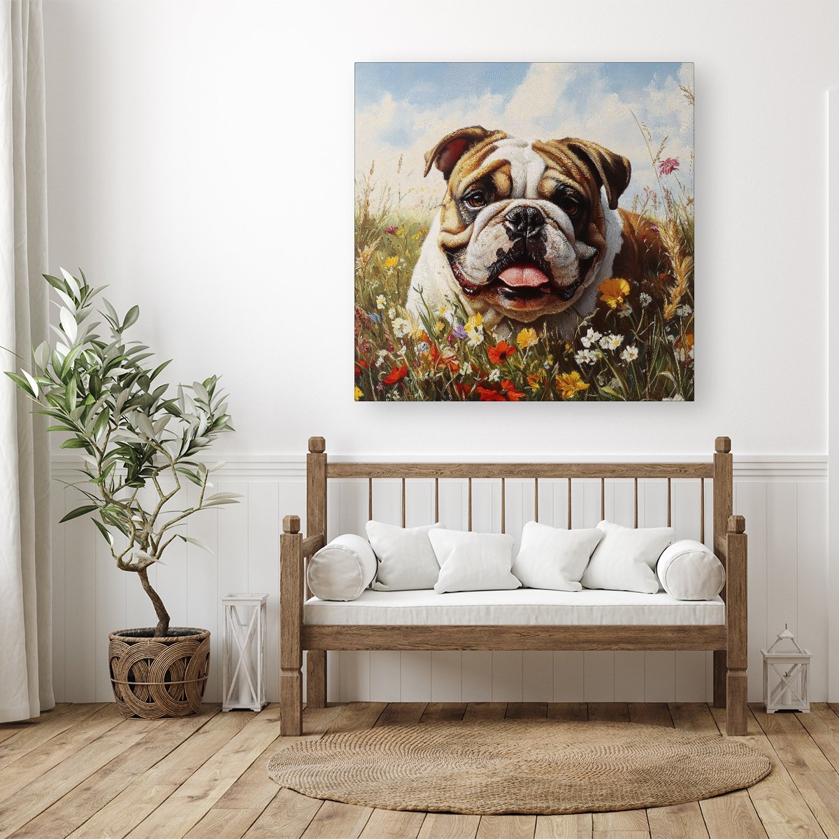 Bulldog In The Summer Meadow Canvas