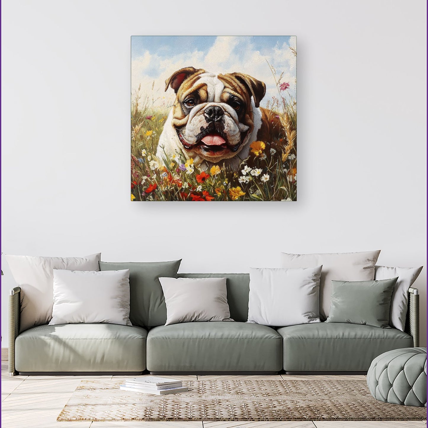 Bulldog In The Summer Meadow Canvas
