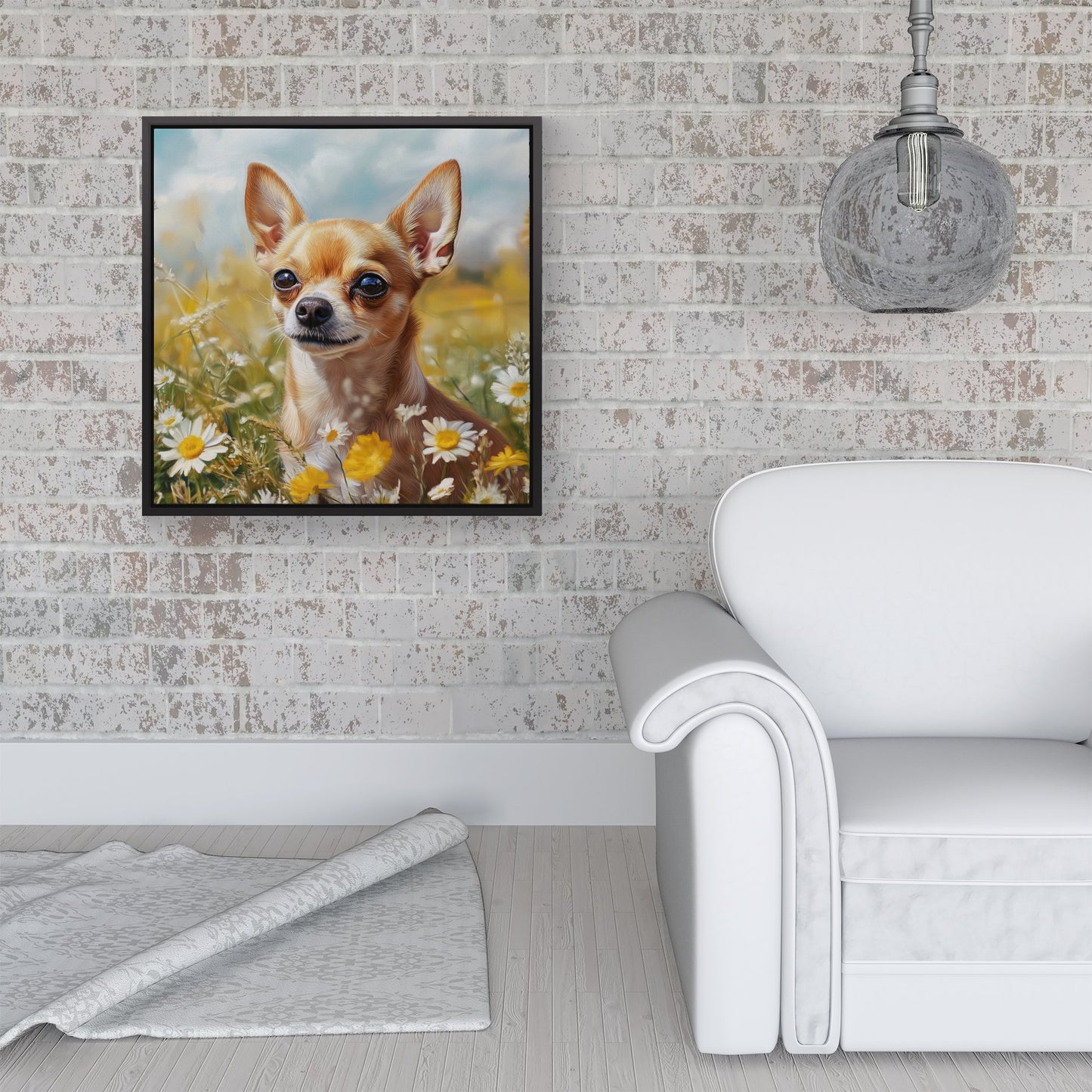 Chihuahua In A Summer Meadow Framed Canvas