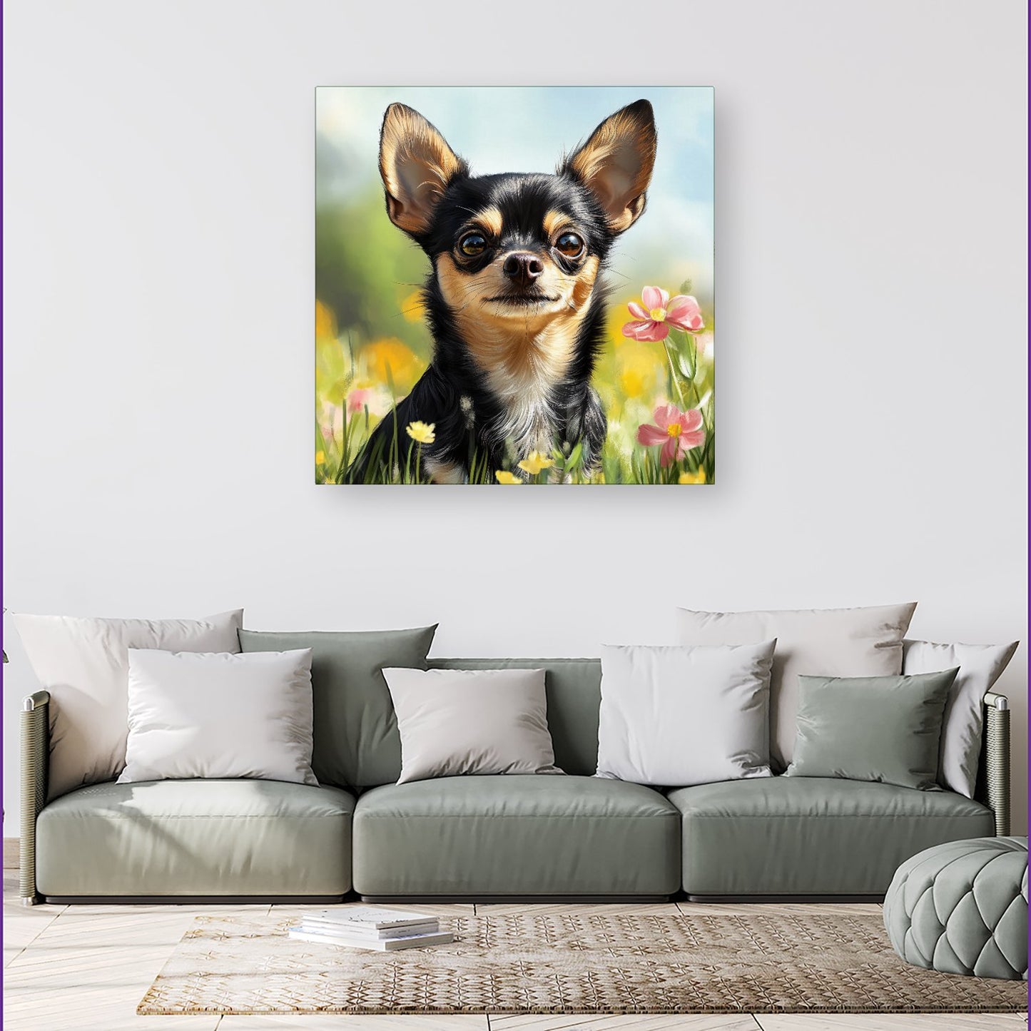 Chihuahua Enjoying A Summer Meadow Canvas