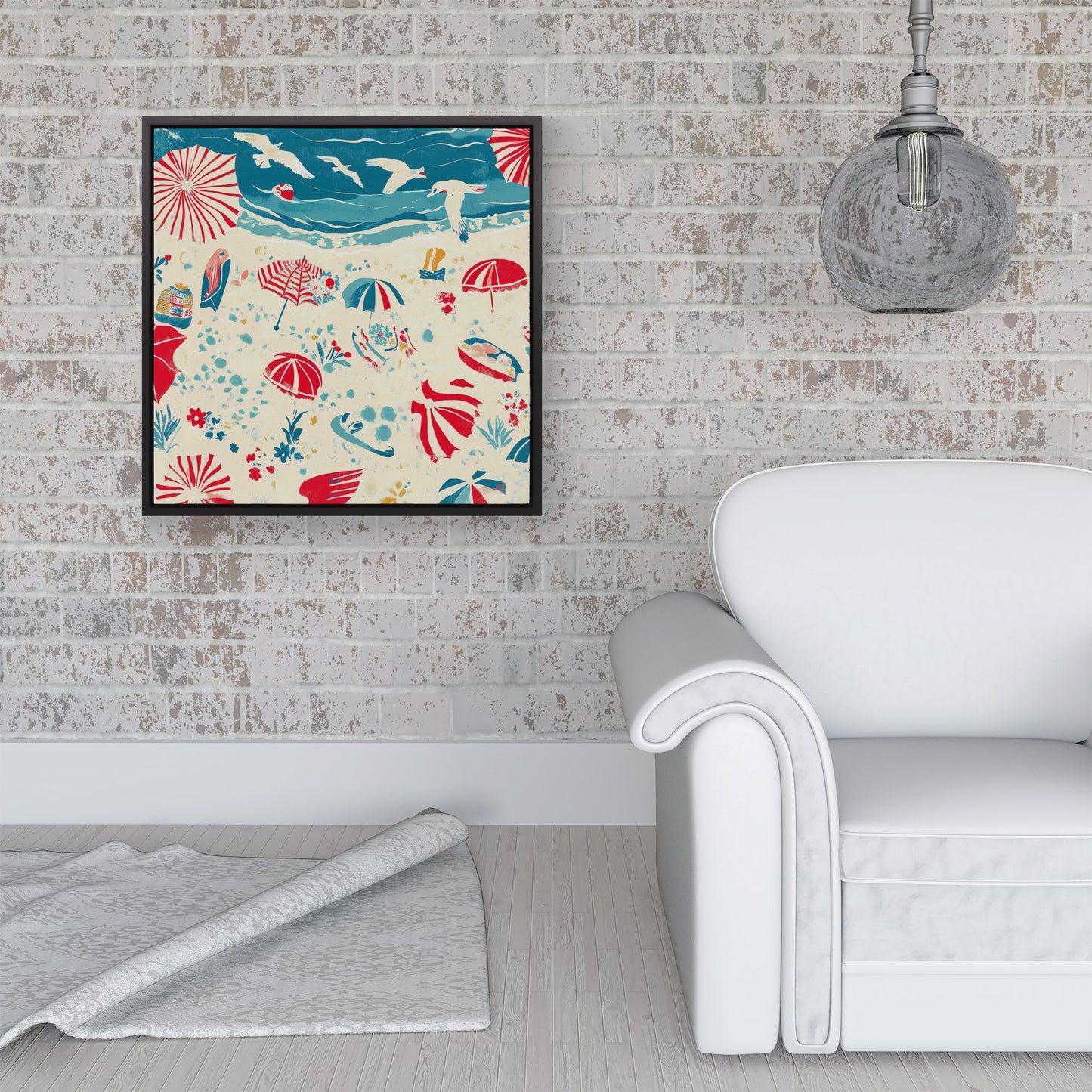 A Day At The Beach Framed Canvas