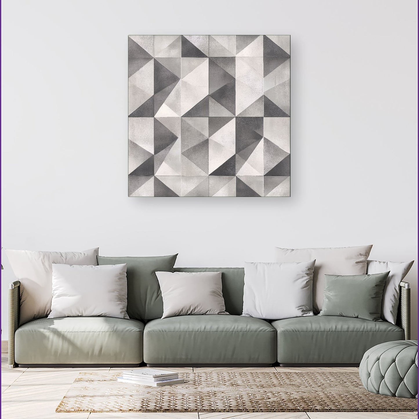 Dove Grey Geometric Pattern Canvas